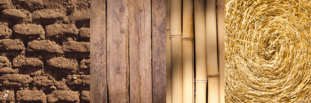 Adobe, legno, bamboo e paglia in arredo e costruzione